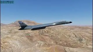 Flying the B-1B Lancer low level over desert at high speed X-Plane 12
