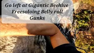 Freesoloing Belly Roll at the Gunks and avoiding a huge Beehive at the top!