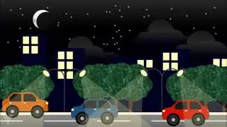 Avenue's Night Traffic [Cartoon Background Loop] | Kids Background Video