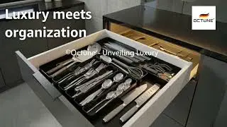 Octune Lustra SizeFit Cutlery Tray (Mirror Black) | Drawer Organizer for Modular Kitchens | OCT561