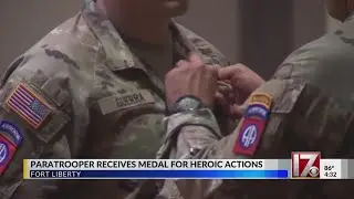 Paratrooper receives medal for life-saving acts during shooting spree