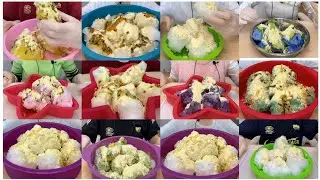 MINI ICE CHUNKS WITH MILK POWDER & PASSION FRUIT EATING ASMR COLLECTION/ YY NEW- OLD ICE EATING 