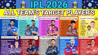 IPL 2026  Team's Wise Final Target Player's List🚨 Ipl 2026 Final Target Player's List🔥