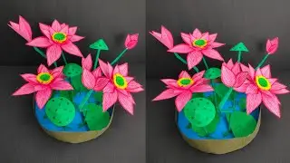 Beautiful Lotus Flower Showpiece Making Idea/Amazing Home Decoration Craft/Paper Craft/DIY Ideas ||