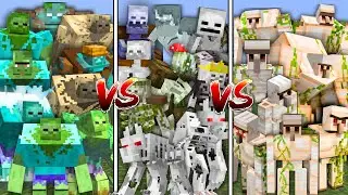 ALL MUTANT ZOMBIES vs ALL MUTANT SKELETONS vs ALL MUTANT IRON GOLEMS in MINECRAFT MOB BATTLE