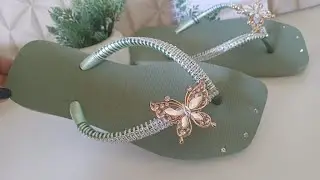 Chinelo decorado com Pingente de metal Borboleta