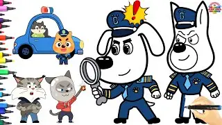 😼 Dibuja y Colorea a DOBBY Y SHERIFF LABRADOR 🔍 | 🦹‍♂️ EN BUSCA DEL LADRÓN  | Animación 🐕‍🦺 🚓