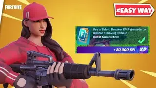 How to  Use a Shield Breaker EMP grenade to disable a moving vehicle Fortnite |HUNTNPLAY| #fortnite