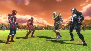 Spiderman and Ironman vs Thanos and Venom - ARBS Superhero battle