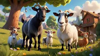 Five Giggling Goats Go Rolling By | Funny Animal Song for Kids | Nursery Rhymes and Baby Songs