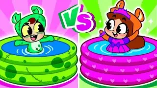 Princess VS Zombie 🧟 Swimming Pool Adventure | Angel vs Demon 😈 Cartoon For Kids