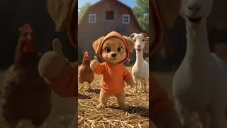 Cute Puppy in Orange Hoodie 🌾🐶 Dancing with Chickens & Goat!