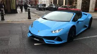 Baby Blue Lamborghini Huracan Evo Spyder Exhaust Sound & Acceleration | Supercars In London | WDK