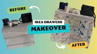 IKEA Drawer Makeover | Old to New Look with Wallpaper & White Paint | Budget  Makeover 