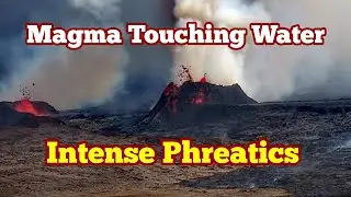Intensive Phreatic Reactions In Iceland KayOne Volcano Eruption Site, Magma Contact Rain Water