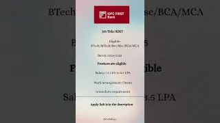 IDFC First Bank Hiring 2024,2025 batches | Apply Now | CTC 7.5-8.5 LPA |#hiring #jobsearch #itjobs
