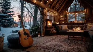 Cozy Winter Cabin Guitar Music ~ Relaxing Acoustic for Study, Chill & Sleepy Vibes