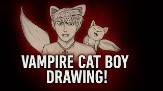 Drawing a Vampire Cat Boy with a Cute Sidekick | Pencil Sketch