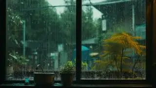 Serene Rain Ambience: Cozy House with Trees, Window Views & Lush Plants Relaxation Sounds