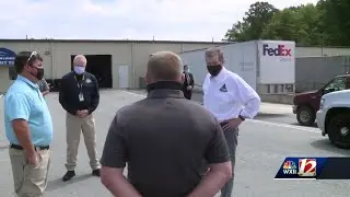 North Carolina governor tours Sparta earthquake damage