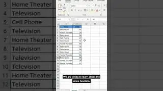 Ms excel index function use in excel #excelshorts