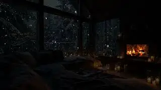 Winter Tranquility ❄️ Warm Fireplace Glow & Falling Snow | Relax, Calm & Sleep