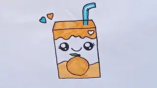 How to Draw a Cute Orange Juice Box | Cute Easy Juice Drawing for Kids and Toddlers 