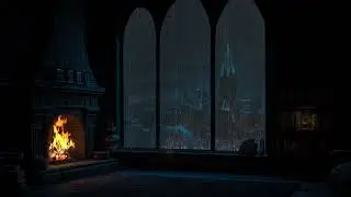 Fantasy Rainy Castle 🌧️ Fireplace Glow & Night Rain Sounds for Sleep & Relaxation