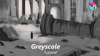 Simple Greyscale Concept Art - Krita Tutorial