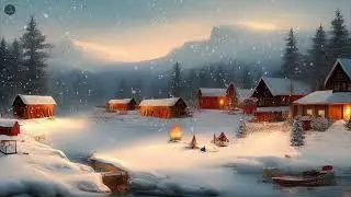 Golden Winter Village Ambience ❄️✨ Relaxing Sleep Music & Gentle Snowfall for Deep Peace, Study