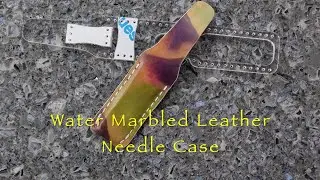 Water Marbled Leather Needle Case
