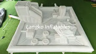 White Inflatable Soft Play Equipment Kids Obstacle Playground Water Slide Pool