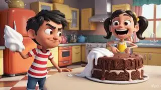 Cake kam, cream zyada... aur ladayi toh sabse zyada! 🤣#CakeFail #FunnyCartoon