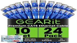 GEARit Cat 6 Ethernet Cable (24 Pack 10 Feet) Cat6 Network Patch 10Gbps