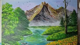 Majestic River Escape &ndash; Acrylic Landscape Painting Time-Lapse
