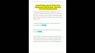 CompTIA Security SYO601 PostAssessment Quiz Review Network Security Already Passed438