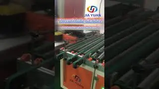 Two colors screen printing line for home applianes glass  #machine #homeappliances #glassprinting