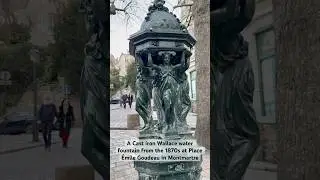 Cast iron Wallace water fountain from the 1870s at Place &Eacute;mile Goudeau in Montmartre #montmartre