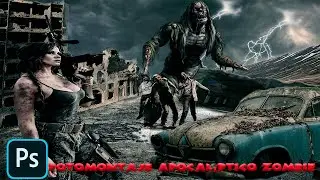 Fotomontaje post apocal&iacute;ptico zombie en Photoshop - calles invadidas por zombies - matte Painting