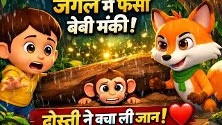 Jungle me fasa baby monkey | 3D cartoon story | Hindi story in Hindi | moral story #3D cartoon