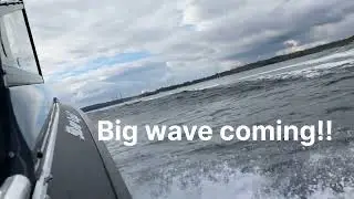 Big wave coming!! Facing some serious wake on today&rsquo;s boat ride in the Baltic Sea 🤘
