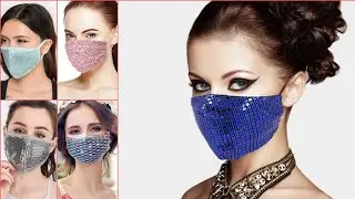 Rhinestone sequin fashion face mask ideas for girls || Fancy face mask collection 2022