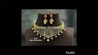 latest designer CZ choker necklace set at wholesale price