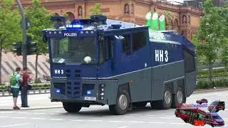 Mehrere HGruKW + Wasserwerfer & Sonderwagen auf Einsatzfahrt in Hamburg