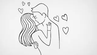 Drawing young loving couple - simple and easy
