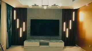 Custom TV Unit for Our Client | Modern Wood & Stone Feature Wall