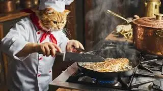 Chef Cat Cooks Fish Video