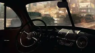 Vintage Music | Car Ambience | Jazz & Rain | ASMR