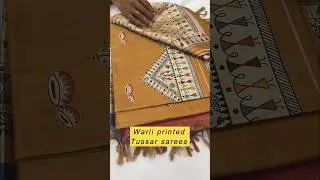 Tussar Saree with Warli Print | Available in Multiple Colors #sareecollection #tussarsaree