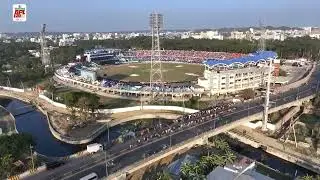 Bangladesh's cricket passion shines! Fans on a Chattogram flyover create a vibrant vibe.